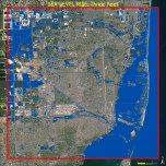 Three Feet Sea Level Rise, Miami. Data Source: Climate Central / High Water Line | Miami. Map Source: Matthew Toro. 2013.