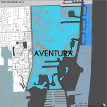 Miami-Dade Municipality: Aventura, 2014. Source: Matthew Toro. 2014. [Note: Data used carry some minor geometric inaccuracies/errors. Not to be used for legal purposes.]
