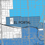Miami-Dade Municipality: El Portal, 2014. Source: Matthew Toro. 2014. [Note: Data used carry some minor geometric inaccuracies/errors. Not to be used for legal purposes.]