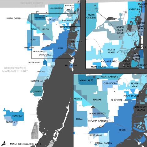 Miami-Dade County Municipalities, 2014. Source: Matthew Toro. 2014.